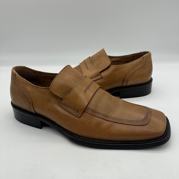 Kenneth Cole M70654 Mens Size 10.5 KM25368LE Shoe Tan Leather Square Toe Loafers main image 8